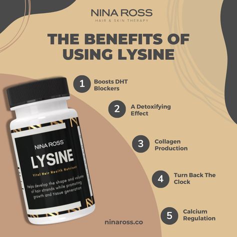 Did you know that L-Lysine can be a great ally for the health of your hair?  This essential substance has many benefits that can improve the health and appearance of your hair. 🤩 Take advantage of the benefits of L-Lysine to improve the health of your hair! 💆♂️💇♀️ 💎 Visit our website and discover all the solutions for hair loss: ninaross.co L Lysine Benefits, Arginine Benefits, Health Benefits Of Collagen, L Lysine, Vital Proteins Collagen Peptides, Collagen Benefits, Vital Proteins, Women Health Care, Herbs For Health