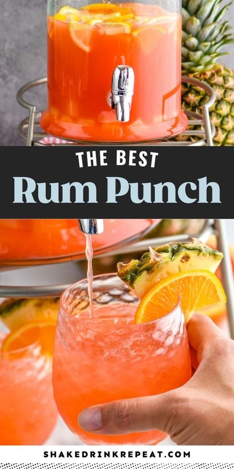 Rum Punch Recipe, Shake Drink, Rum Drinks Recipes, Alcoholic Punch Recipes, Rum Punch Recipes, Party Punch Recipes, Alcholic Drinks, Cocktail Drinks Alcoholic, Punch Drinks