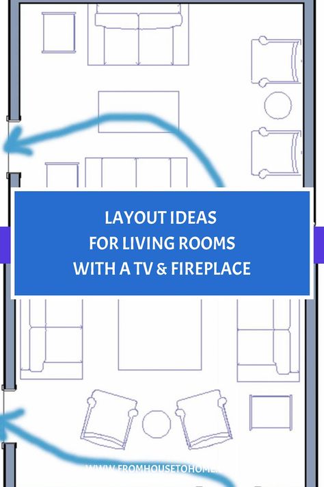 layout ideas for living rooms with a TV and fireplace Small Living Room Plan Layout, Living Room Designs Floor Plan, Long Narrow Living Room Layout Fireplace, Living Room Lay Outs, Living Room Fireplace Furniture Layout, Tv Room Layout Furniture Arrangement, Long Tv Room Layout, Living Room Floor Plans With Fireplace, Horizontal Windows Living Room