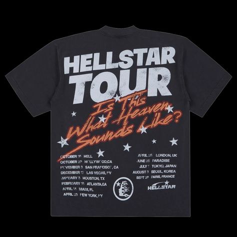 NTWRK - Hellstar Biker Tour Tee Vintage Black Band Tee Design Ideas, Tour Hoodie Design, Tour T Shirt Design, Tour Tee Shirts, Concert Tour Tshirt Design, Concert Merch Design, Vintage Tour Shirt, Merch T-shirt, Concert Tee Design