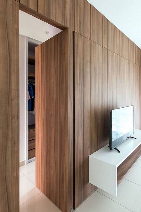 Dold Dörr, Hidden Doors In Walls, Pintu Interior, Home Engineering, Invisible Doors, Wooden Cupboard, Doors Interior Modern, Hidden Rooms, Secret Door