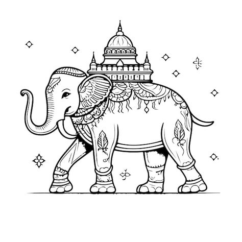 Vector sketch hand drawn single line art... | Premium Vector #Freepik #vector #traditional #culture #indian-traditional #karnataka Karnataka Culture Painting, Karnataka Culture Illustration, Mysore Dasara Drawing, Karnataka Culture Drawing, Indian Cultural Art, Traditional Design Drawing, Indian Traditional Drawing, Indian Drawing Ideas, Indian Culture Art Drawing