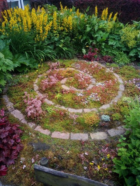 Path Ideas Garden, Fibonacci Garden Design, Witchy Garden Aesthetic, Slow Gardening, Sedum Garden, Moderne Have, Walking Path, Garden Magic, Garden Nook