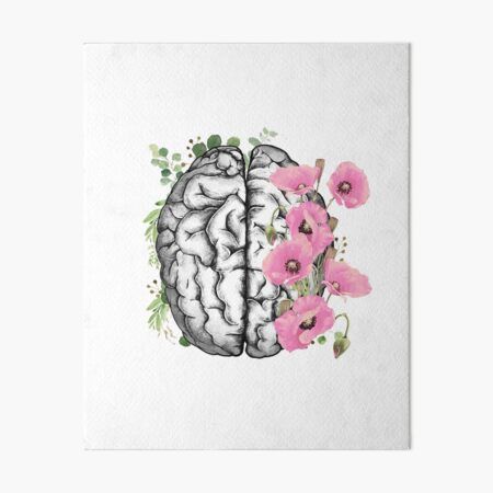 Psychology Decoration Ideas, Brain Flower Art, Brain Painting Acrylic, Brain Drawing Easy, Floral Brain Tattoo, Brain Art Drawing, Human Brain Art, Brain Artwork, Floral Anatomy