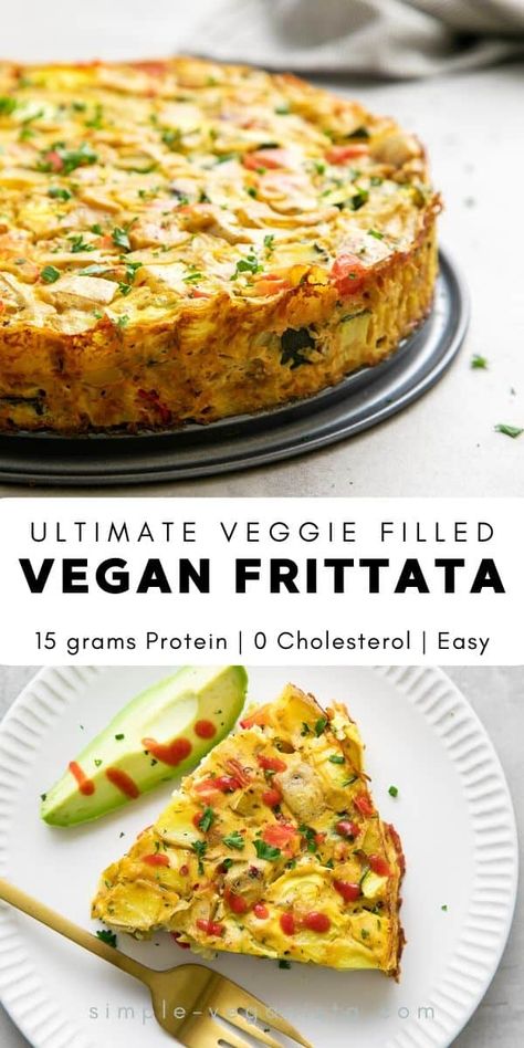 This vegan vegetable frittata recipe uses a creamy tofu base and is loaded with an assortment of veggies, such as potatoes, onions, bell peppers, zucchini and garlic. It's perfect for a hearty breakfast or brunch, and leftovers store well. #veganrecipes #healthyrecipes #frittata #vegan #plantbased Low Carb Vegan Gluten Free Recipes, Vegan Cooked Breakfast, Easy Vegan Vegetable Recipes, Vegan Kitchenaid Mixer Recipes, Vegan Leftover Recipes, Low Carb Plant Based Breakfast, Vegan Light Lunch, Carb Free Vegan Recipes, Vegan For Diabetics