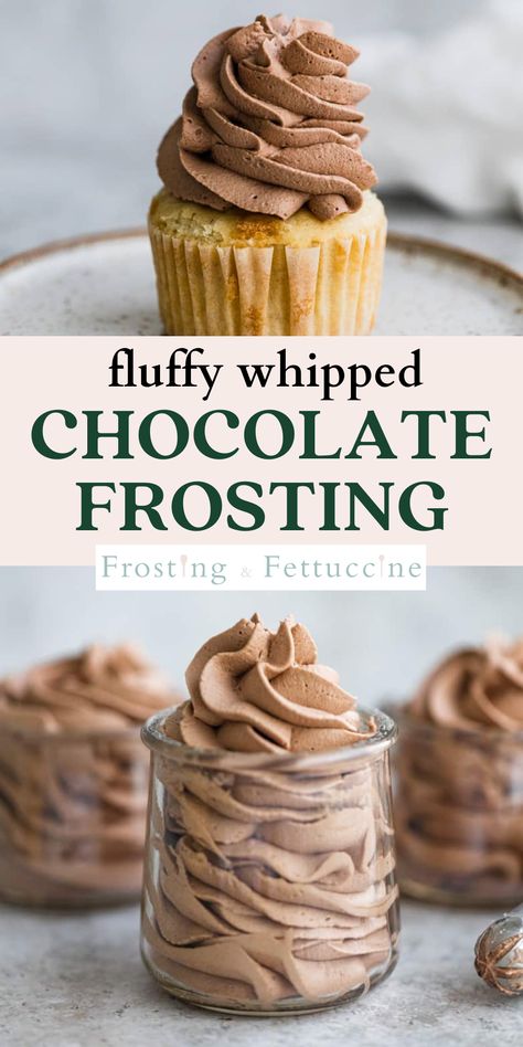 Whipped Topping For Cupcakes, Light Brown Chocolate Frosting, Light Cupcake Frosting, Kit Kat Buttercream Frosting, Cake Icing Recipe Chocolate, Fluffy Chocolate Frosting Recipe, Light Fluffy Chocolate Frosting, Chocolate Wiped Cream Frosting, Chocolate Marshmallow Fluff Frosting