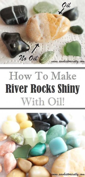 Quartz Crystal Crafts Diy, River Rock Projects Diy, Landscaping Beach House, Pebble Display Ideas, How To Make River Rocks Shiny, Cleaning River Rocks, Stone Polishing Diy, Rock Bowls Projects, River Rock Decorating Ideas