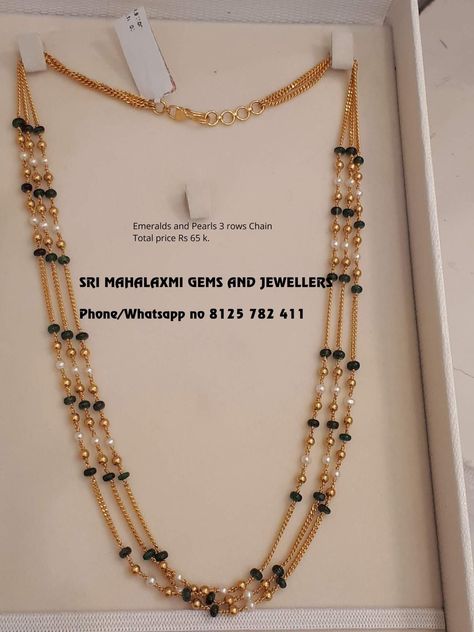 Karimani Chain Designs Long, Layered Chains Gold, Pearl Jewelry Design Necklace, Beads Jewellery Designs, Layered Gold Necklaces, Collar Rosa, Gold Jewelry Outfits, Black Beads Mangalsutra Design, Pearl Jewelry Design