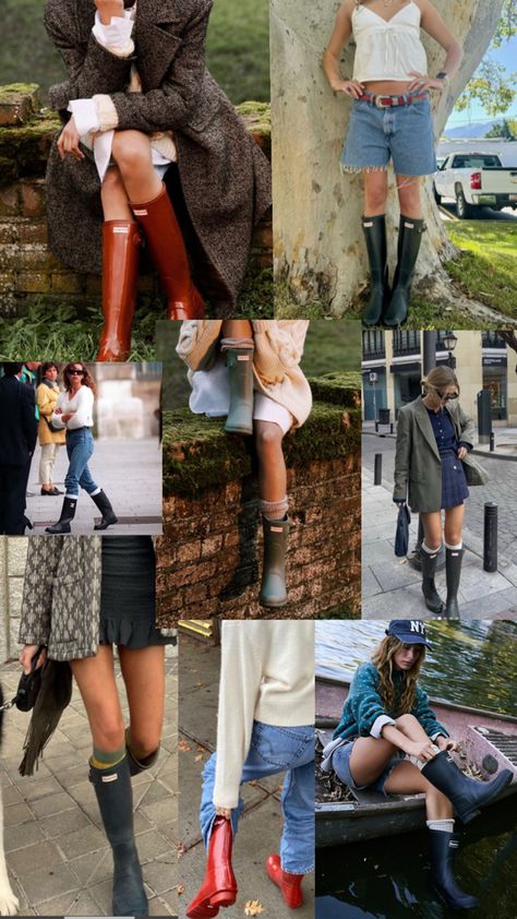 Rainboot Outfits Winter, Hunter Boots Outfit Fall, Hunter Boots Outfit Winter, Rain Boots Outfit Winter, Rain Boots Outfit Fall, Hunter Boot Outfits, Hunter Rain Boots Outfit, Countryside Outfit, Rainboots Outfit