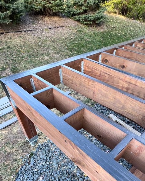 DIY Deck Part 1: Planning, Framing and Installing Deck Board - Fun Home Building Deck Plans Diy, Deck Building Plans, Platform Deck, Video Drone, Deck Remodel, Internet Fame, Deck Framing, Raised Deck, Framing Construction