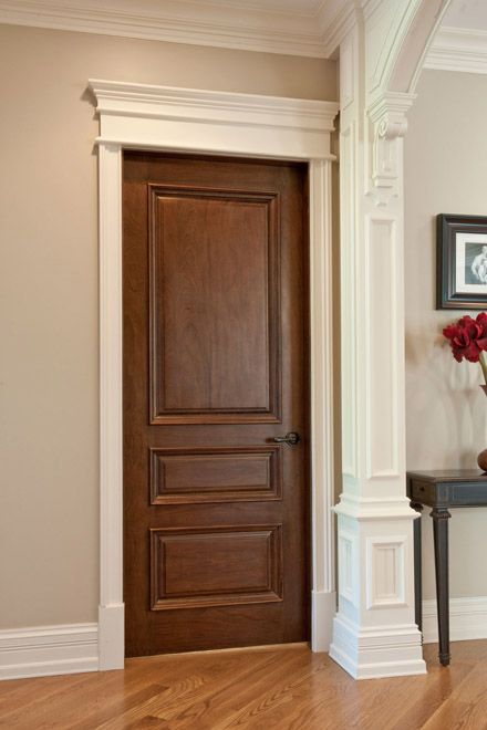 Wood Doors MUST Have Matching Wood Frames & Mouldings | Fact Or Fiction? — DESIGNED w/ Carla Aston Traditional Interior Doors, Pintu Interior, Solid Wood Entry Doors, Custom Interior Doors, Solid Wood Interior Door, Door Room, Stained Doors, Wood Entry Doors, Revere Pewter