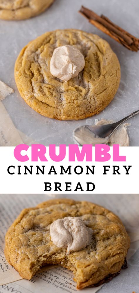 Crumbl Old Fashion Donut Cookie, Cinnamon Fry Bread Crumbl Cookie, Crumbl Cinnamon Fry Bread Cookie, Cinnamon Heart Cookies, Crumbl Cookie Copycat Fall, Crumbl Cookies Fried Ice Cream, Crumbl Cookie Copycat Snickerdoodle, Crumbl Cornbread Cookie Recipe, Cinnamon Fry Bread