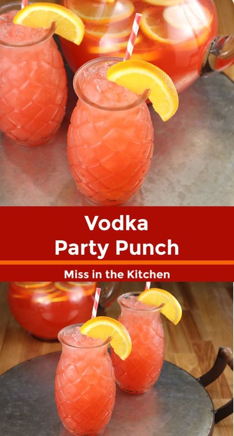 Best Drinks With Vodka, Raspberry Absolute Vodka Drinks, Party Punch Alcohol Vodka, Simple Alcoholic Drinks For A Party, Titos Vodka Punch Recipes, Mixed Drinks Alcoholic Large Batch, Alcohol Fruit Punch, Vodka Batch Drinks, Vodka Mixed Drinks Easy