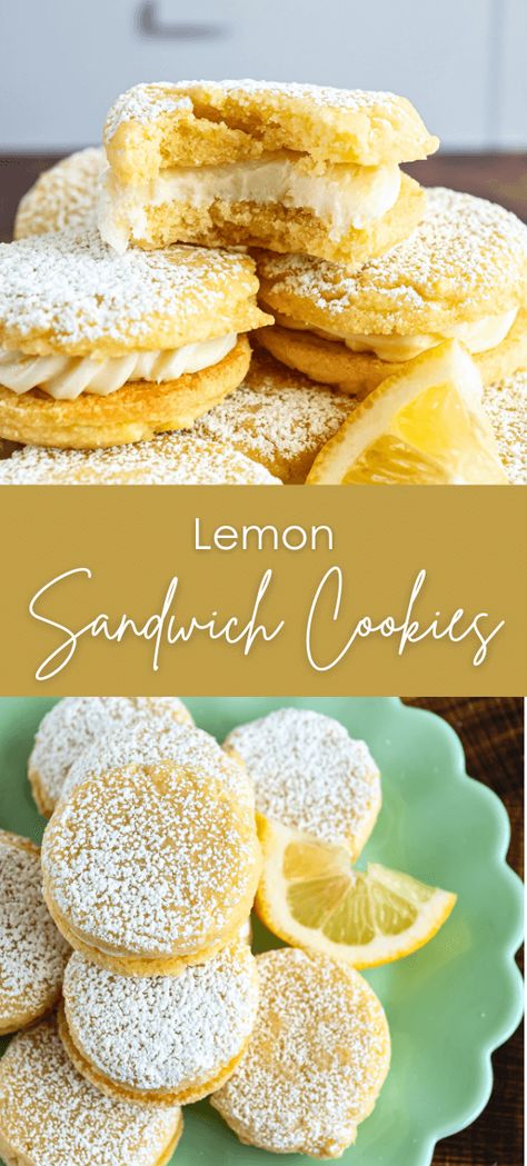 Lemon Sandwich Cookies - Yummy and fully Polish Lemon Sandwich Tea Cookies, Lemon Sandwich Cookies Recipe, Sandwich Cookie Recipes, Lemon Sandwich Cookies, Easy Donut Recipe Baked, Lemon Sandwich, Lemon Heaven, Cream Filled Cookies, Cookie Sandwich Recipes