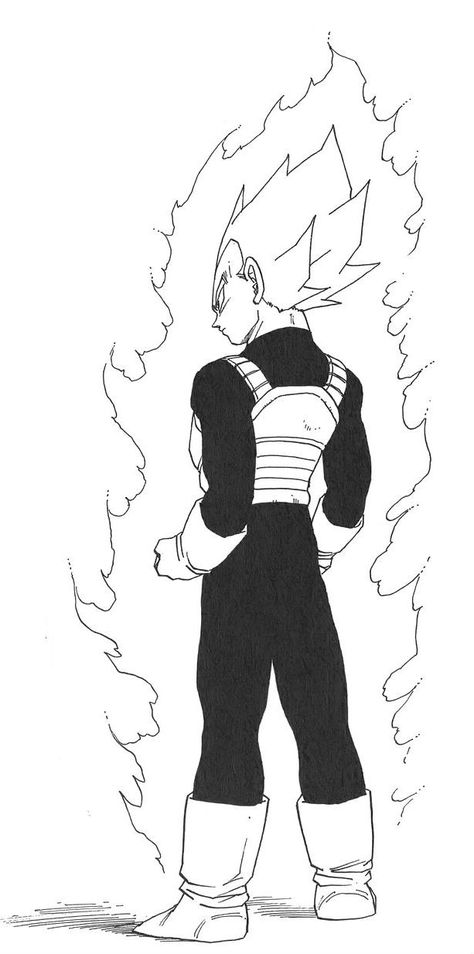 Vegeta Still 2 saiyan-aura  (back view) Dbz Vegeta Manga, Goku Back View, Goku Side View, Vegeta Manga Panels, Vegeta Black And White, Dbz Reference, Manga Vegeta, Vegeta Drawing, Vegeta Manga