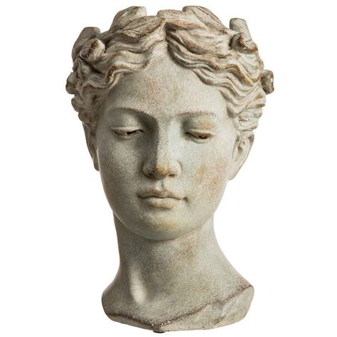 Bust Planter, Roman Busts, Female Bust, Greek Statues, Roman Era, Head Planters, Greek Sculpture, Grey Gardens, Artificial Silk Flowers