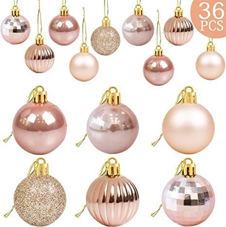 Gold Christmas Balls, Pink Christmas Tree Decorations, Rose Gold Christmas Tree, Thanksgiving Party Decor, Tree Baubles, Storing Christmas Decorations, Rose Gold Christmas, Christmas Balls Decorations, Bauble Ornaments