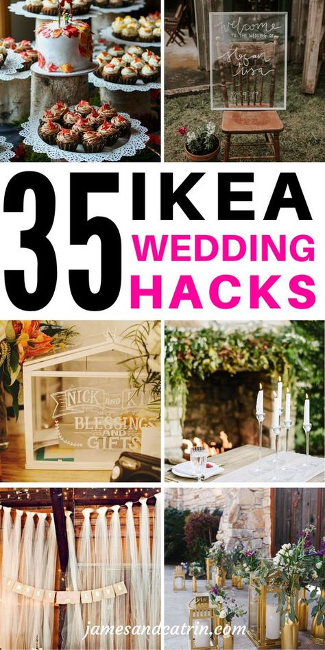 Weddings are expensive so if you can use some Ikea hacks to create beautiful decor then it's got to be a good idea! These awesome Ikea wedding hacks use some pretty plain items transformed into something gorgeous for your wededing. There are so many great ideas to use Ikea hacks for weddings, you will definitely be inspired for the big day. #ikeahacks #weddinghacks #ideas #inspiration #diyikeawedding Easy Wedding Photo Booth, Ikea Diy Wedding Decor, Classic Industrial Wedding, Best Wedding Diy, Wedding Decorations For Fall, Backyard Lake Wedding Ideas, Wedding Outside Decorations, Wedding Ideas With Cricut, Diy Wedding Decorations Table