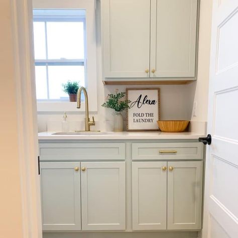 Sw Sea Salt Cabinets, Sea Salt Kitchen Cabinets, Sherwin Williams Cabinet Paint Colors, Sherwin Williams Cabinet Paint, Sea Salt Paint Color, Sea Salt Kitchen, Sw Sea Salt, Salt Paint, Sea Salt Paint