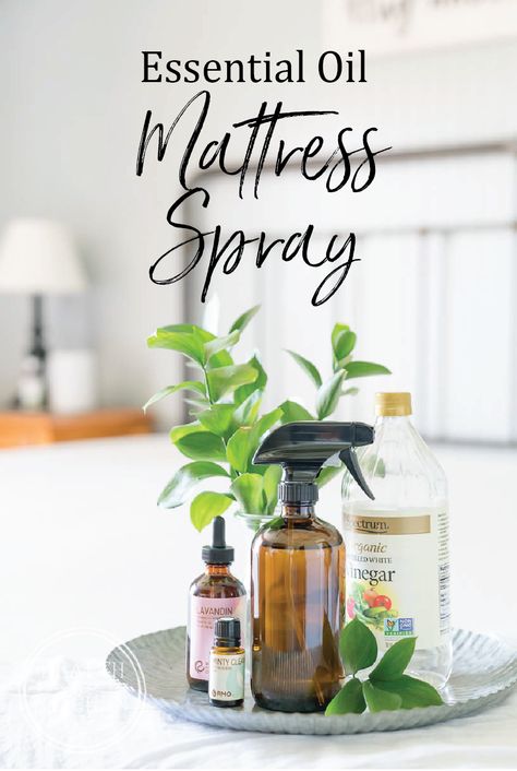 Essential OIl Mattress Spray Essential Oil Mattress Spray, Mattress Spray, Aromatherapy Diy, House Maintenance, Natural Cleaning Recipes, Diy Cleaning Products Recipes, Homemade Essential Oil, Homemade Cleaners, Essential Oil Spray