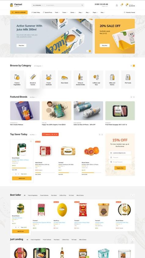 Site Design Ideas Corporate Website Design, Grocery Ads, Beautiful Web Design, Food Web Design, Layout Web, Web Design Examples, Ecommerce Website Template, Ecommerce Web Design, Webdesign Inspiration