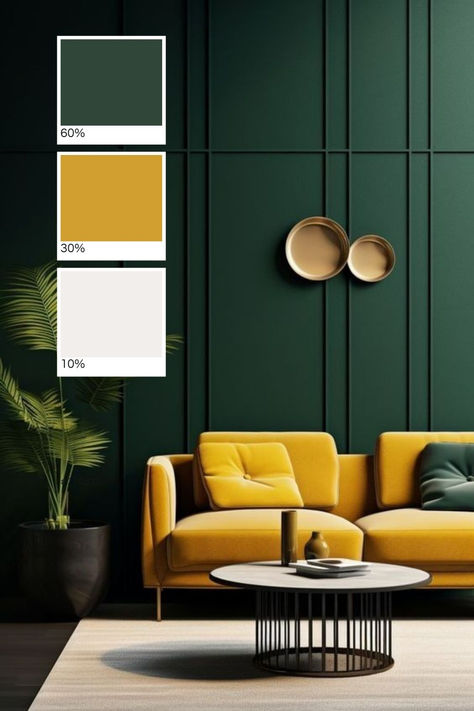 Dark Green Complementary Colors, Green Complementary Color Palette, Color Palette Modern, Modern Food, Modern Color Palette, Green Beige, Complementary Colors, Green Wall, Modern Colors