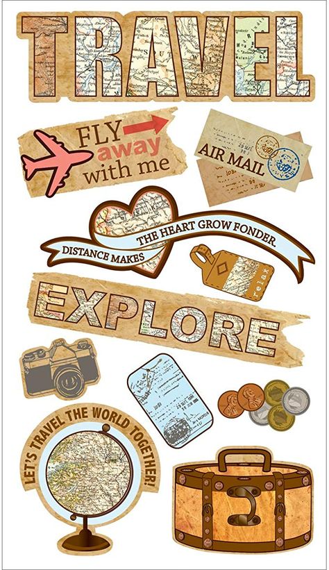 Travel Aesthetic Stickers Printable, Stickers For Travel Journal, Traveling Stickers Printable, Suitcase Stickers Printable, Photo Album Stickers Printable, Travel Stickers Aesthetic Vintage, Cute Designs For Scrapbook, Travelling Stickers Printable, Travelling Scrapbook Ideas