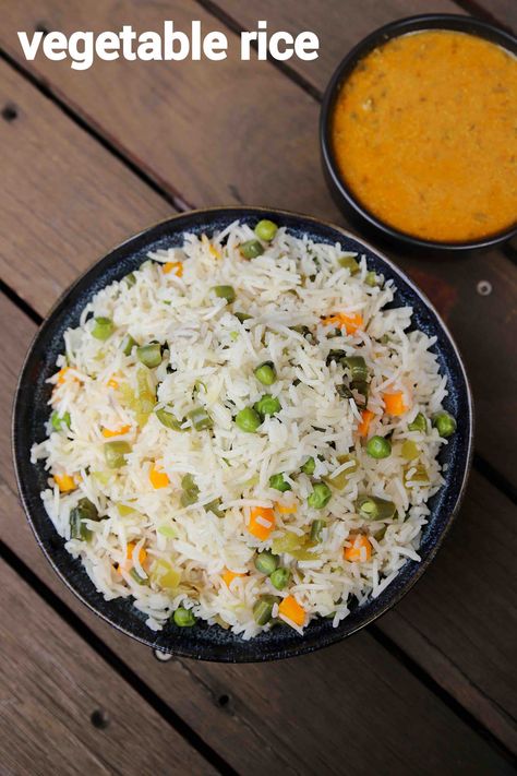 vegetable rice recipe | mix veg rice | quick one pot vegetable rice Veg Rice Recipes, Rice Recipes For Lunch, Vegetable Rice Recipe, Veg Fried Rice Recipe, Vegetable Pulao Recipe, Mix Veg, Recipes For Lunch, Indian Rice Recipes, Resep Salad