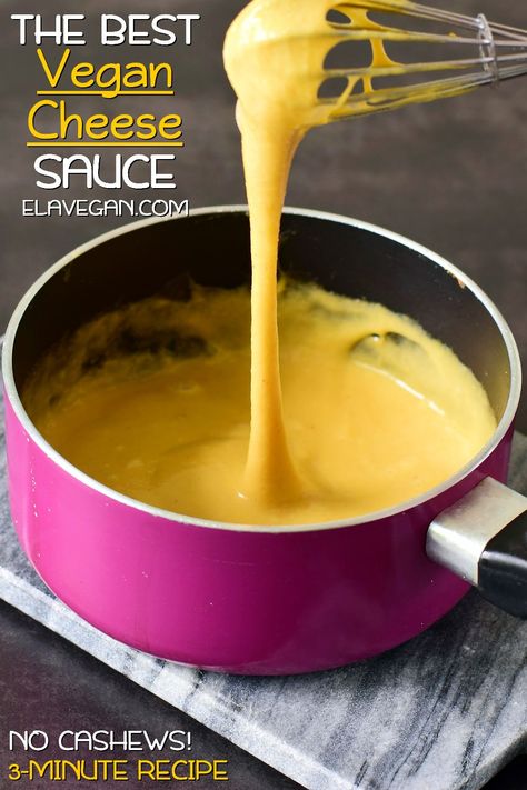 Vegan Cheese Sauce Nut Free, Easy Vegan Cheese Sauce, Easy Vegan Cheese, Vegan Cheese Sauce Recipe, Pizza Nachos, Best Vegan Cheese, Nutritional Yeast Recipes, Vegan Queso, Vegan Cheese Recipes