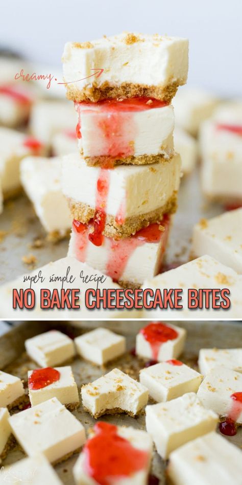 Cheesecake Bites No Bake, No Bake Cheesecake Bites, Sweet Board, Cheesecake Bar, Cooking With Karli, Cheesecake Bites Recipe, Easy No Bake Cheesecake, Prep Meals, Delish Desserts