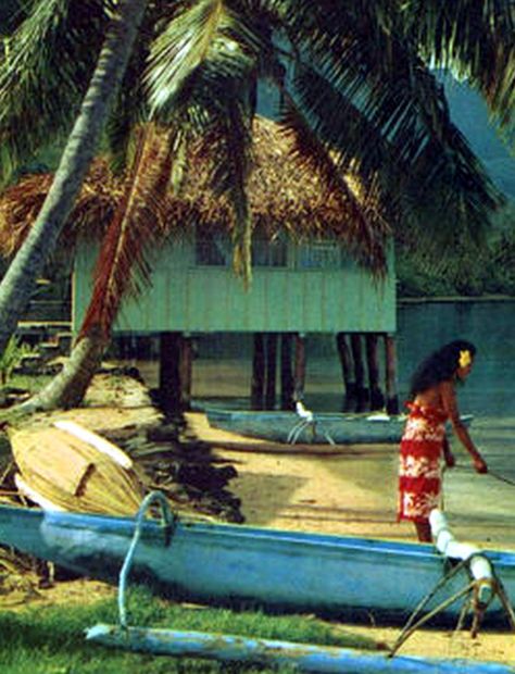 Tahiti in the 1950's. Mid Century Island, Island Architecture, Hawaiian Art, Vintage Hawaii, Island Girl, Summer Dream, South Pacific, Summer Photos, Tropical Vibes