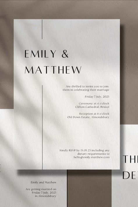 Creative - Modern Font Designs Wedding Invitation Card Design Minimalist, Minimal Chic Wedding Invitations, Elegant Minimal Wedding Invitation, Modern Wedding Stationery Design, Minimal Invitation Wedding, Modern Wedding Card Design, Minimal Wedding Stationery, Wedding Invitations Ideas Simple, Wedding Invite Simple