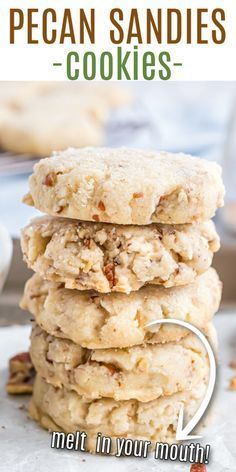 Most Delicious Cookie Recipe Ever, Melt In Your Mouth Pecan Cookies, Homemade Pecan Sandies Recipe, Sandy Pecan Cookies, Buttery Butter Pecan Cookies, Buttered Pecan Cookies, Keto Pecan Sandies Cookies, Candied Pecan Cookies, Pecan Powdered Sugar Cookies