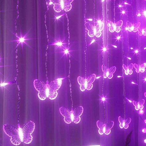 PRICES MAY VARY. 【Butterfly Fairy String Lights】: 24 sophisticated butterfly-shaped lights and 120 led lamp beads. 24 strands of fairy lights for any occasions you want to decorate. Total 20 ft horizontal length when unfolded. 【Safe and energy-saving】: Hazard-Free, safe to use for children. Low voltage means no heat after long time use. Updated LED bulb string lights, saves more energy than traditional lights. No more batteries change. 【8 Modes and Timer】: 8 modes to choose, Combination, in wave Purple Butterfly Room, Butterfly String Lights, Purple String Lights, Purple Party Decorations, Purple Led Lights, Purple Room Decor, Purple Wall Decor, Butterfly Room, Led Lighting Bedroom