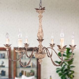 Farmhouse Candle Shaped Chandelier, 6-Light Distressed White Wood Chandelier with Adjustable Hanging Chain - Bed Bath & Beyond - 31874988 Wood Chandelier Rustic, French Country Chandelier, Country Chandelier, Chandelier Farmhouse, Farmhouse Candles, Iron Chandelier, Classic Chandelier, Wooden Chandelier, Elegant Chandeliers