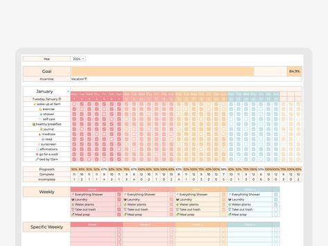 Productivity Planner - Harmony creativenotion Excel Planner, Study Planner Free, Monthly Tasks, Budget Spreadsheet Template, Budget Template Free, Planner Minimal, Progress Tracker, Life Planner Organization, Daily Routine Planner