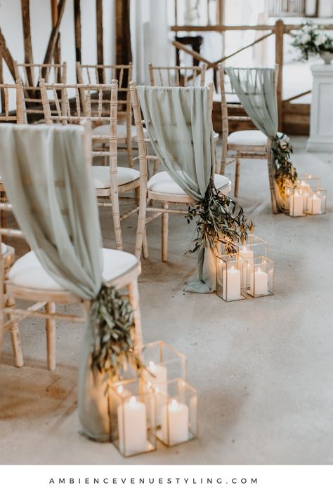 Neutral Flowers Wedding Table, Moss Green And Taupe Wedding, Dusty Blue Sage Green And Ivory Wedding, Sage Green And Cream Wedding Theme, Simple Ceremony Aisle Decor, Wedding Isles Ideas Indoor, Plant Theme Wedding, Sage And White Wedding Theme, Wedding Floral Inspiration