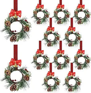 Zeyune 12 Pcs Christmas Kitchen Cabinet Wreaths with Plaid Bow Ribbon Hanging Cabinet Doors Wreaths Decorative for Kitchen Window Outdoor Indoor Holiday Decor, 14.96 x 7.87'' (Cute Style) Christmas Decorations For Kitchen Cabinet Doors, Christmas Cabinet Decorations, Christmas Decor Above Kitchen Cabinets, Kitchen Cabinet Wreaths, Cabinet Wreaths, Christmas Boxwood, Boxwood Wreath Christmas, Indoor Holiday Decor, Hanging Cabinet