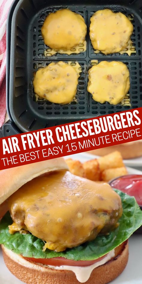 Make juicy, tender, flavorful Air Fryer Hamburgers in just 14 minutes with this easy recipe! No grill? No problem! Use your air fryer to make these delicious burgers at home for a quick and simple meal. Air Fryer Cheeseburger, Air Fryer Hamburgers, Air Fryer Recipes Hamburger, Burgers At Home, Baked Burgers, How To Cook Hamburgers, Sweet Potato Oven, Easy Burger Recipe, How To Cook Burgers