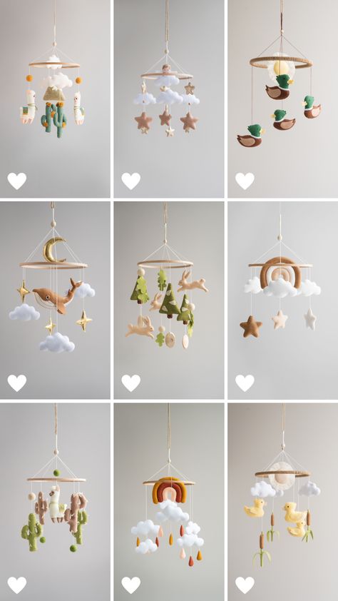 Neutral crib mobile for nursery Homemade Mobile, Diy Nursery Mobile, Crochet Baby Mobiles, Neutral Crib, Baby Mobile Felt, Baby Gym Toys, Baby Mobil, Diy Baby Mobile, Baby Boy Mobile