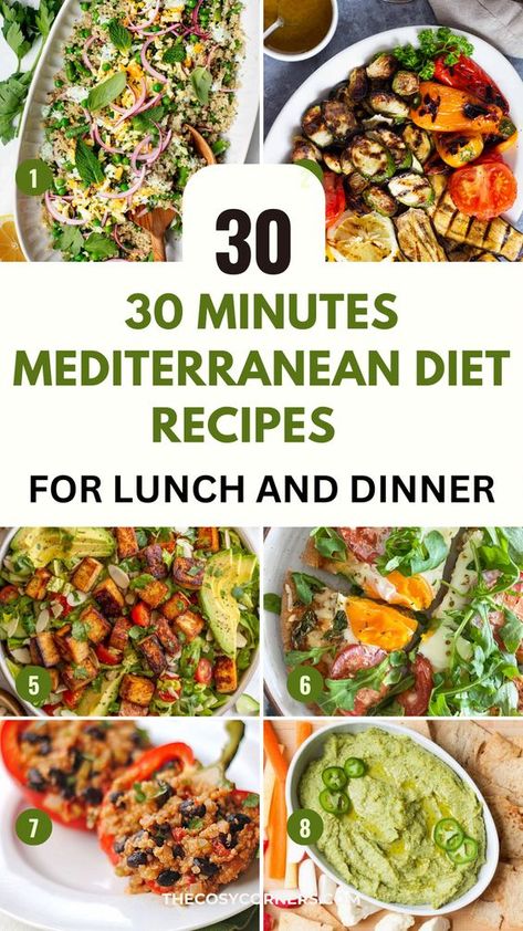 30 quick and easy Mediterranean diet recipes! These 30-minute Mediterranean recipes that you'll love! Try the Mediterranean diet if you want to improve your health and eat clean without restricting yourself!Medditeranean Diet, Mediterranean Diet Recipes Breakfast, Easy Mediterranean Diet, Mediterranean Diet Food List, Mediterranean Recipes Healthy, mediterranean diet recipes chicken List Of Mediterranean Diet Foods, Mediterranean Diet Food List Healthy Recipes, Whole 30 Mediterranean Recipes, Mediterranean Diet Asian Recipes, Healthy Medditeranean Recipes, Medditeranean Diet Food Recipes, Meditteranean Diet Food List, Mediteranian Dishes, Medettarian Diet Recipes