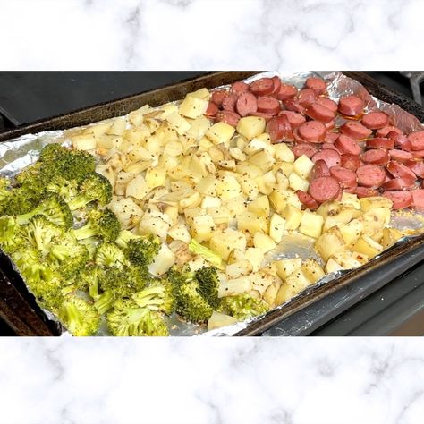 Sausage, Potato, Broccoli Sheet Pan Dinner Sausage Broccoli Potato Sheet Pan, Broccoli Sausage, Broccoli And Potatoes, Sausage Potatoes, Easy Healthy Meal Prep, Russet Potatoes, Sheet Pan Dinners, Sheet Pan Recipes, Healthy Meal Prep