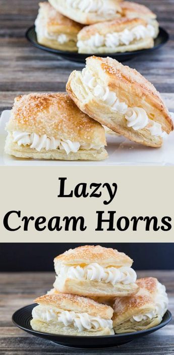 Puff Pastry Recipes Dessert, Cream Horn, Pastries Recipes Dessert, Tasty Pastry, Puff Pastry Filling, Cream Horns, Cream Puff Recipe, Puff Pastry Desserts, Cronut