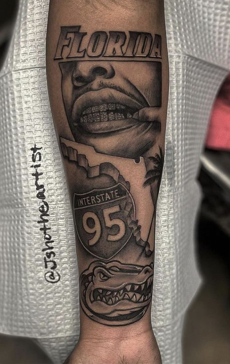 Unique Rare Tattoos, I-95 Tattoo, I Have God Im Good, Mens Forearm Tattoos Sleeve Men Styles, Me Vs Me Tattoo Men, I95 Tattoo, Georgia Tattoo Ideas For Men, 305 Tattoo Miami, Tattoo Nwa