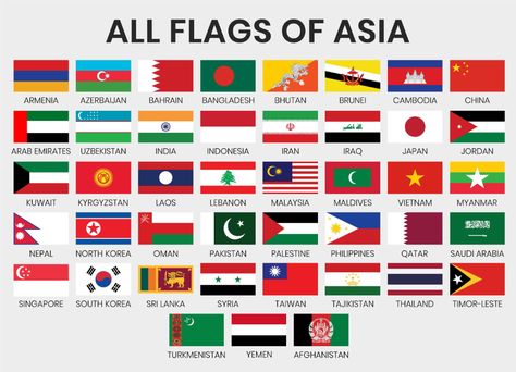 Flag Of Asian Countries, Flags Of Asian Countries, Asia Flags Country, Different Countries Flags, Asian Flags Country, All Countries Flag With Name, All Flags Of The World With Names, Asian Country Flags, Asean Flag