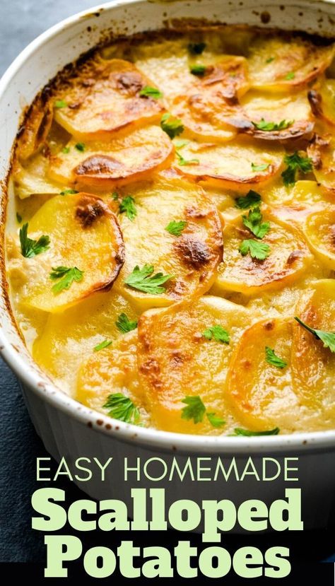 Homemade Potatoes, Potatoes Scalloped, Baked Scalloped Potatoes, Scalloped Potato Casserole, Keto Easter, Homemade Scalloped Potatoes, Easy Scalloped Potatoes Recipe, Dinner Meat, Scalloped Potatoes Easy