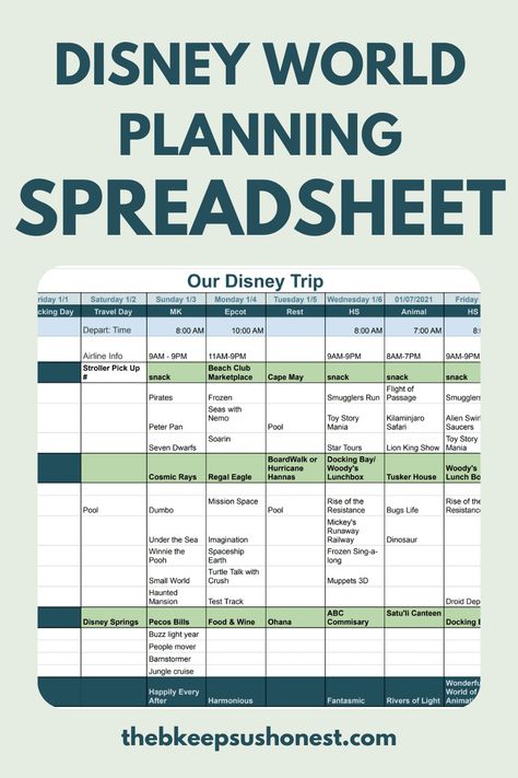 Disney World Itinerary, Planning Excel, Disney Planner, Disney Vacation Planner, Itinerary Planner, Disney World Vacation Planning, Disney Trip Planning, Disney Vacation Planning, Disney World Planning