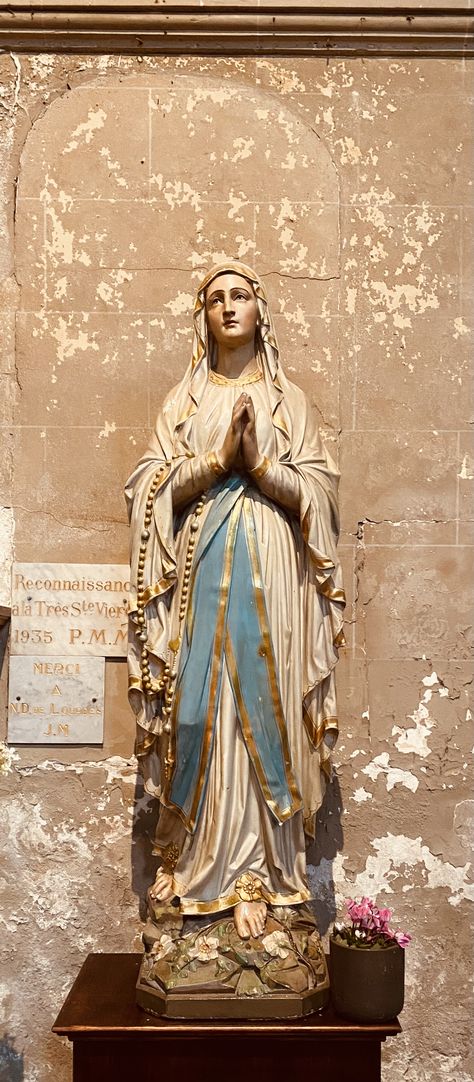 Our Lady Of Lourdes Statue, Lady Images, Virgin Maria, Lady Of Lourdes, Our Lady Of Lourdes, Mary And Jesus, Hail Mary, Blessed Mother, Mother Mary