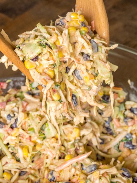 Mexican Cole Slaw Vertical 2 Corn Coleslaw, Keto Chocolate Chip Cookies, Mexican Corn, Slaw Recipes, Hash Browns, Side Recipes, Coleslaw, Naan, Summer Salads