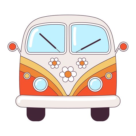 Download the Hippie vintage orange car a mini van retro bus 1960s, 60s, 70s. Groovy Psychedelic cartoon element - funky illustration in hippie style. Flat vector illustration isolated on the white background. 20318052 royalty-free Vector from Vecteezy for your project and explore over a million other vectors, icons and clipart graphics! 70s Drawings Easy, Van Drawing, Van Hippie, Bus Drawing, Mini Vans, Retro Bus, Hippie Party, Hippie Bus, Orange Car